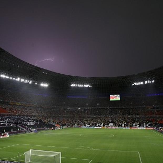 England will not train at the Donbass Arena on Monday as the pitch recovers from Friday's heavy downfall