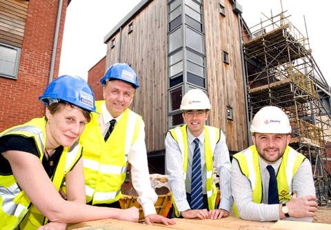 HOUSING PROJECT IS BACK: Left to right, Jane Fradgley and Bill Tebay, both from Worcester Community Housing; Steve Turner and Jordan Ryan, both from Deeley Group.