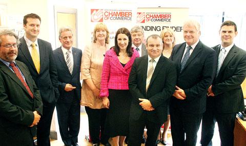 Left to right: Coun Dr Adrian Gregson; Richard Wilkey; Jim McBride; Coun Joy Squires; Rachel Reeves MP and shadow chief secretary to the treasury; Roger Wilkins; Gary Woodman; Nicky Griffin; John Painter and Dean Attwell.