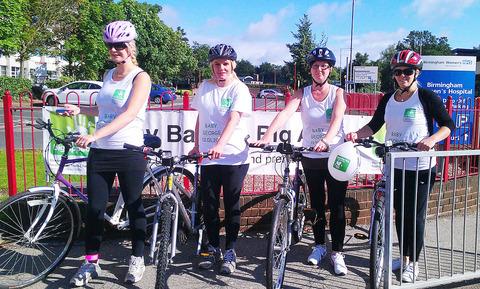 REMEMBERING: Taking part in the bike ride were, from left, Jenny Ward, Donna Bourne, Hayley Ward and Nikki Bourne.