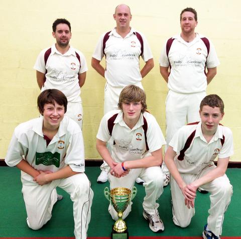 INDOOR CHAMPIONS: Bredon's players pose with the trophy, back row (left to right): Jamie Munro, captain Clive Fenney and Martin Hill. Front: Dominic Fenney, Tim Fenney and Jamie Diamond. Jon Gregory is not pictured. Picture: SIMON PRICE