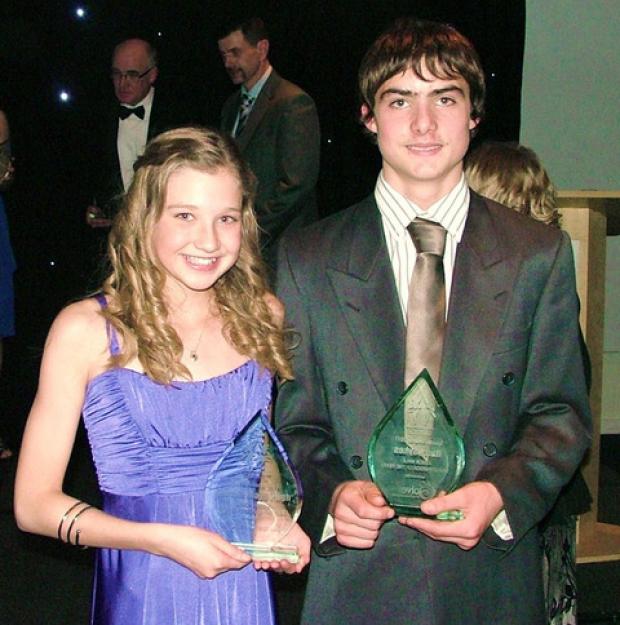 AWARD WINNERS: Talented Tazmin Pugh and Harry Sykes will compete at the World Schools Biathlon national finals.
