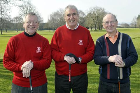 NEW ROLES: From left, outgoing Evesham Golf Club captain Colin Cleary, his successor Geoff Insall and vice-captain Mike Abraham face the camera at Craycombe Links.