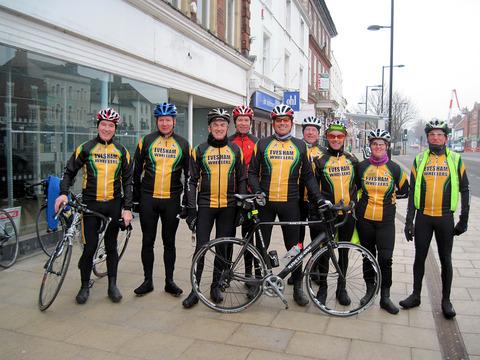 ROAD RACERS: Evesham Wheelers members line up (left to right): Steve Bullen, Stuart Newbury, Norman Smith, Fred Meades, Sean Wilkinson, Richard Cowley, Phil Stayte, Carol Hall and Keith Marshall. Picture: DAVID NASH