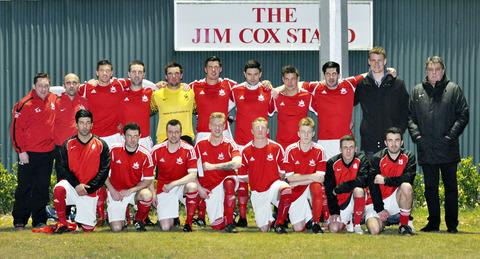 STAR RETURNS: Littleton line up with their special guest. Picture: MICHAEL PITTS
