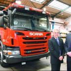 MARKET LEADER: Brian Wiggins and UK sales manager Nick Croad with the Iraq engine.