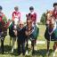 NATIONAL CHAMPIONS: Cropthorne and Evesham Riding Club’s (left to right) Daisy Wheeler, Ellie Coldicott, Annie Hall and Ross Paxton with team manager Yvonne Goss.