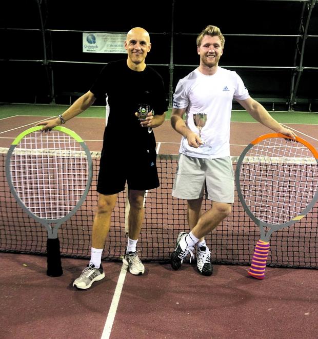Tewkesbury Admag: COURT KINGS: Pershore men’s runner-up Steve Bauer (left) and winner Mike Langston. Tewkesbury Admag: COURT KINGS: Pershore men’s runner-up Steve Bauer (left) and winner Mike Langston.