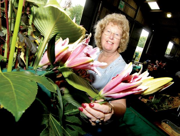 FLORAL DISPLAY: Ann Horsley arranges her flowers for a display at Malvern’s Three Counties showground.