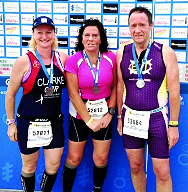 GRAND STAGE: Evesham Vale’s Melanie Clarke, Helen Seabourne and Patrick Twist at the World Championships.