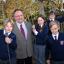 Temple Guiting School headteacher David Ogden with, from left, Dicken Tilley-Loughfrey, aged eight, Eva Davidson, eight, Freya Brookes, eight, and Joe Murphy 10.