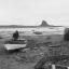 Firefighters were airlifted to tackle a blaze on Holy Island