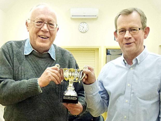 Tewkesbury Admag: PRIZE GUYS: Alan Boyes (left) and Peter Kershaw won the championship pairs prize at Pershore Bridge Club’s annual meeting after a successful year of action. Tewkesbury Admag: PRIZE GUYS: Alan Boyes (left) and Peter Kershaw won the championship pairs prize at Pershore Bridge Club’s annual meeting after a successful year of action.