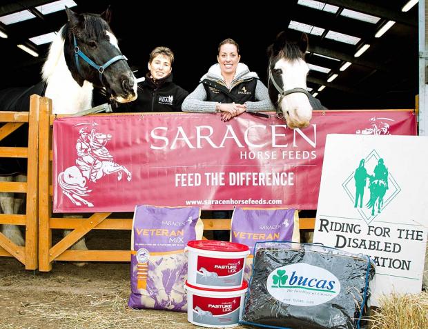 Tewkesbury Admag: HELPING HAND: Olympic star Charlotte Dujardin (centre right) is lending her support to the Cotswold Riding for the Disabled Association club along with two companies, Saracen Horse Feeds and Bucas Rugs. Tewkesbury Admag: HELPING HAND: Olympic star Charlotte Dujardin (centre right) is lending her support to the Cotswold Riding for the Disabled Association club along with two companies, Saracen Horse Feeds and Bucas Rugs.