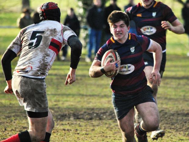 Tewkesbury Admag: POWERING THROUGH: Ady Cook on the charge for Evesham. Picture: GINO DI FRANCO. Tewkesbury Admag: POWERING THROUGH: Ady Cook on the charge for Evesham. Picture: GINO DI FRANCO.