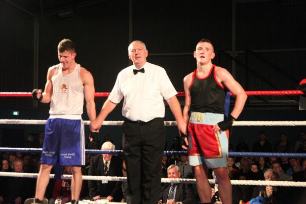 Tewkesbury Admag: The bout between Adam Harper (right) and Nathan Heaney. Tewkesbury Admag: The bout between Adam Harper (right) and Nathan Heaney.