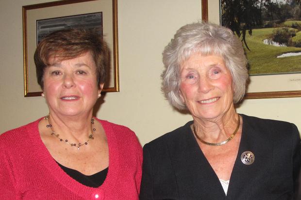 Tewkesbury Admag: TAKING OVER: Past lady captain Angela Budden and her successor Enid Walker at Evesham Golf Club. Picture: ANGELA FLETCHER. Tewkesbury Admag: TAKING OVER: Past lady captain Angela Budden and her successor Enid Walker at Evesham Golf Club. Picture: ANGELA FLETCHER.