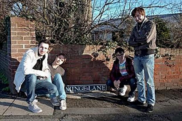 Tewkesbury Admag: RUDE: Cast members from TV's The Inbetweeners, who visited Minge Lane for Comic Relief Tewkesbury Admag: RUDE: Cast members from TV's The Inbetweeners, who visited Minge Lane for Comic Relief