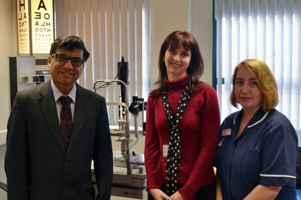 Tewkesbury Admag: Clinical director for ophthalmology with Worcestershire Acute Hospitals NHS Trust Tarun Sharma with Sally Smith and Sara Ruck, also of the Trust. Tewkesbury Admag: Clinical director for ophthalmology with Worcestershire Acute Hospitals NHS Trust Tarun Sharma with Sally Smith and Sara Ruck, also of the Trust.