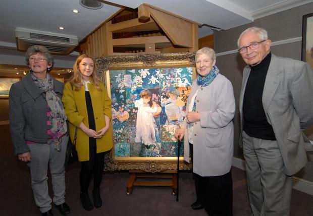 Tewkesbury Admag: 1514567901. 08/04/14. Launch of the 2014 Broadway Arts Festival at Trinity House Gallery in Broadway. Left to right - painter Arabella Kiszley, bursary student Chloe Williams, deputy festival director Sonia Woolven and trustee chairman John Noot with the Tewkesbury Admag: 1514567901. 08/04/14. Launch of the 2014 Broadway Arts Festival at Trinity House Gallery in Broadway. Left to right - painter Arabella Kiszley, bursary student Chloe Williams, deputy festival director Sonia Woolven and trustee chairman John Noot with the