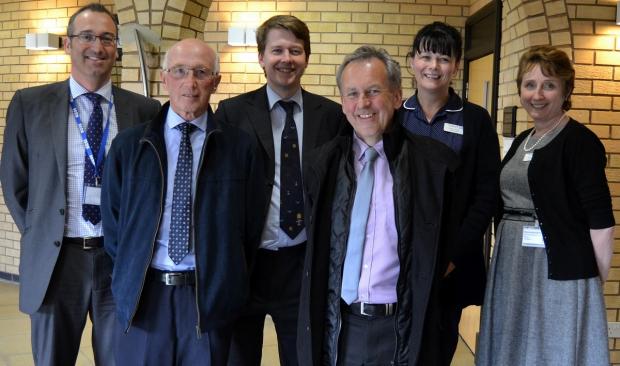Tewkesbury Admag: Surgeon Martin Wadley, oesophageal cancer patient Brian Harris from Worcester, Robin Walker MP, patient Stephen Lee from Bromsgrove, specialist nurse Sharon Brown and Worcestershire Acute Hospitals NHS Trust chief executive Penny Venables Tewkesbury Admag: Surgeon Martin Wadley, oesophageal cancer patient Brian Harris from Worcester, Robin Walker MP, patient Stephen Lee from Bromsgrove, specialist nurse Sharon Brown and Worcestershire Acute Hospitals NHS Trust chief executive Penny Venables