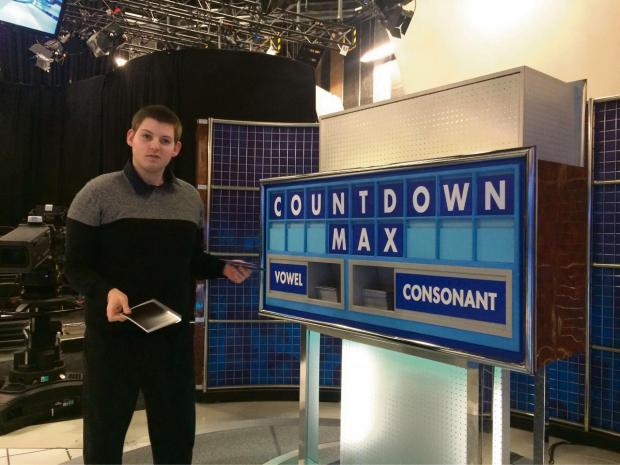 Tewkesbury Admag: Max Jakes at the Countdown studios in Manchester Tewkesbury Admag: Max Jakes at the Countdown studios in Manchester