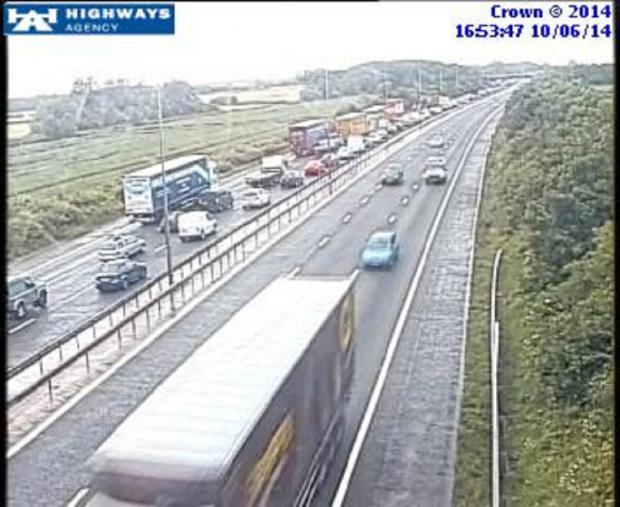 Tewkesbury Admag: The northbound carriageway of the M5 between junction seven and junction eight this afternoon Tewkesbury Admag: The northbound carriageway of the M5 between junction seven and junction eight this afternoon